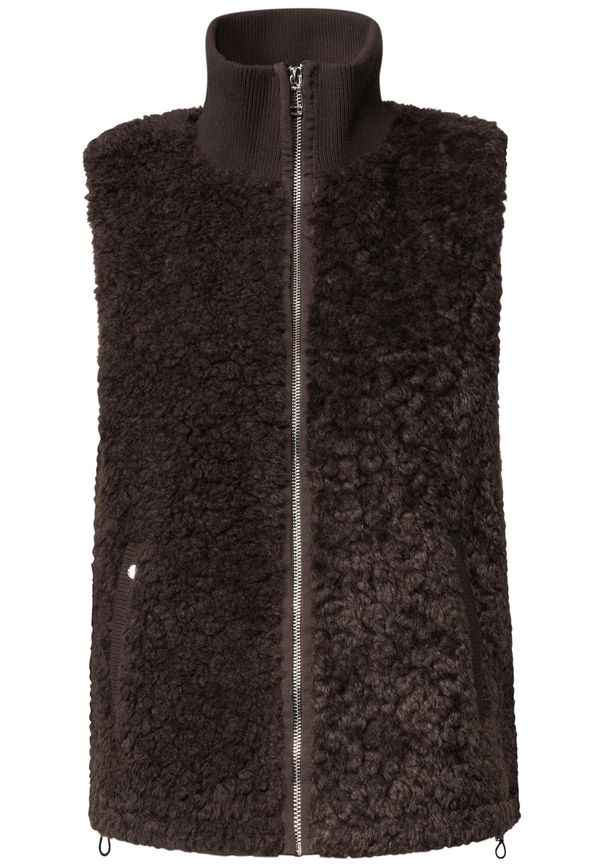 Fake Fur Weste mit Strickdetails
