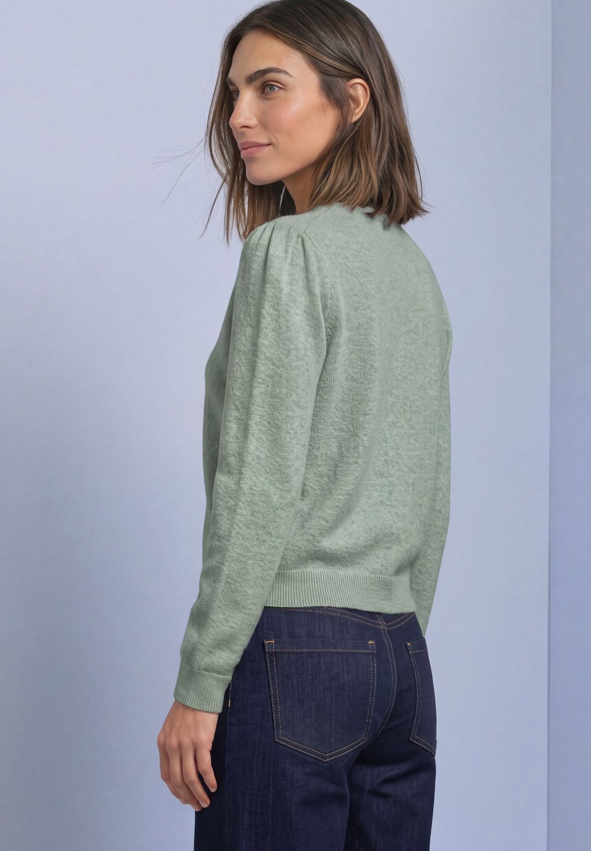 Langarm Cardigan mit Rundhals und Knöpfen