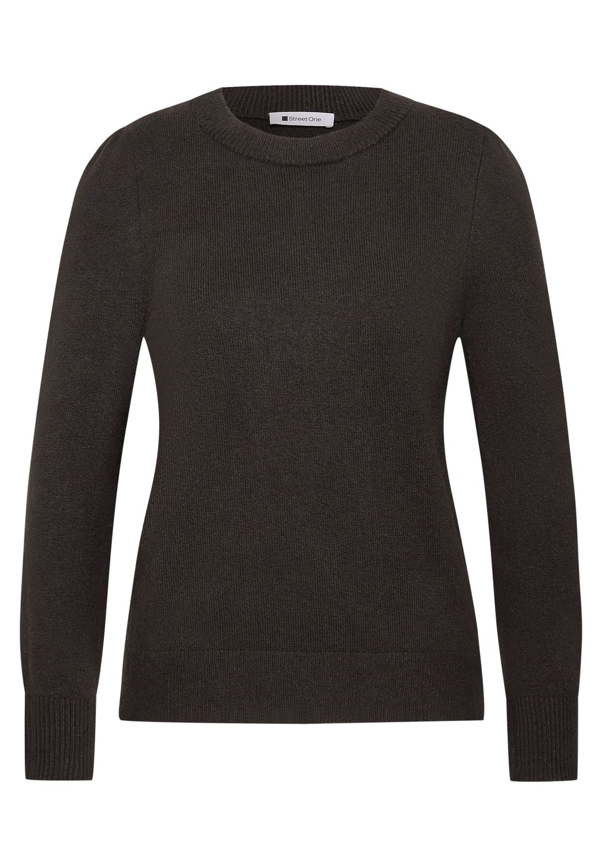 Langarm Pullover mit Rundhals und Raffung