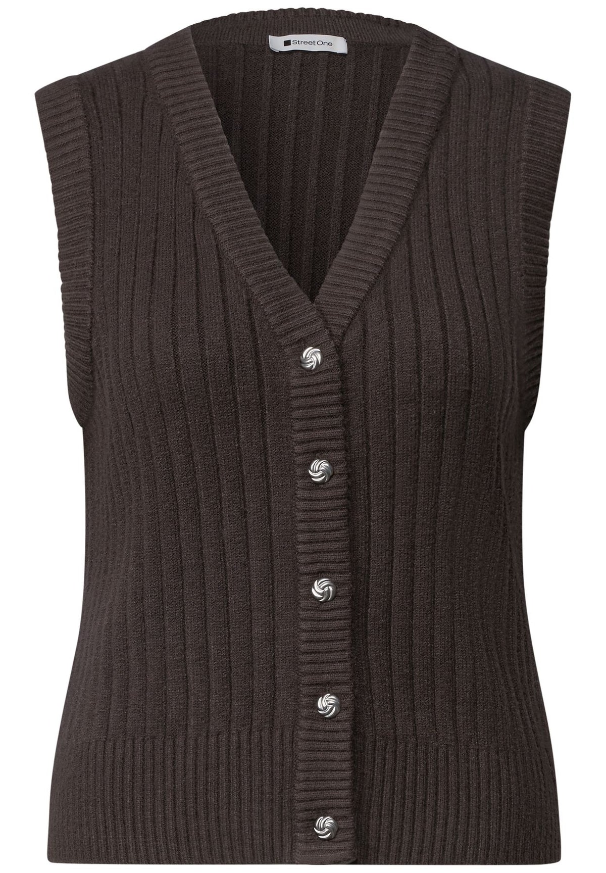 Weste mit V-Neck in Rippstruktur