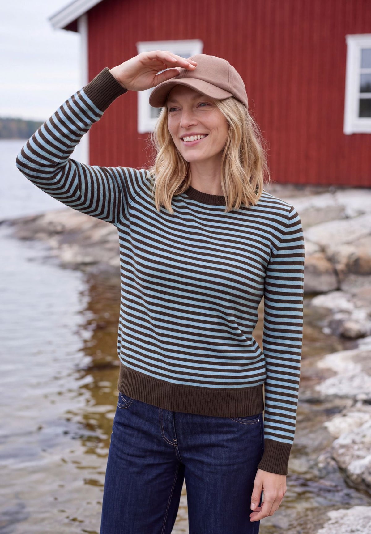 Pullover mit Rundhals und Streifen