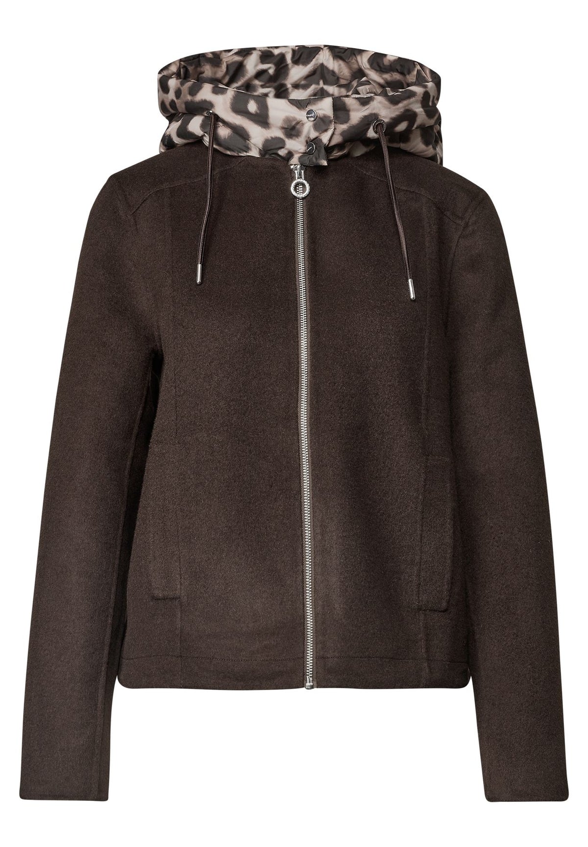 Jacke mit Wollanteil und abnehmbarer Kapuze