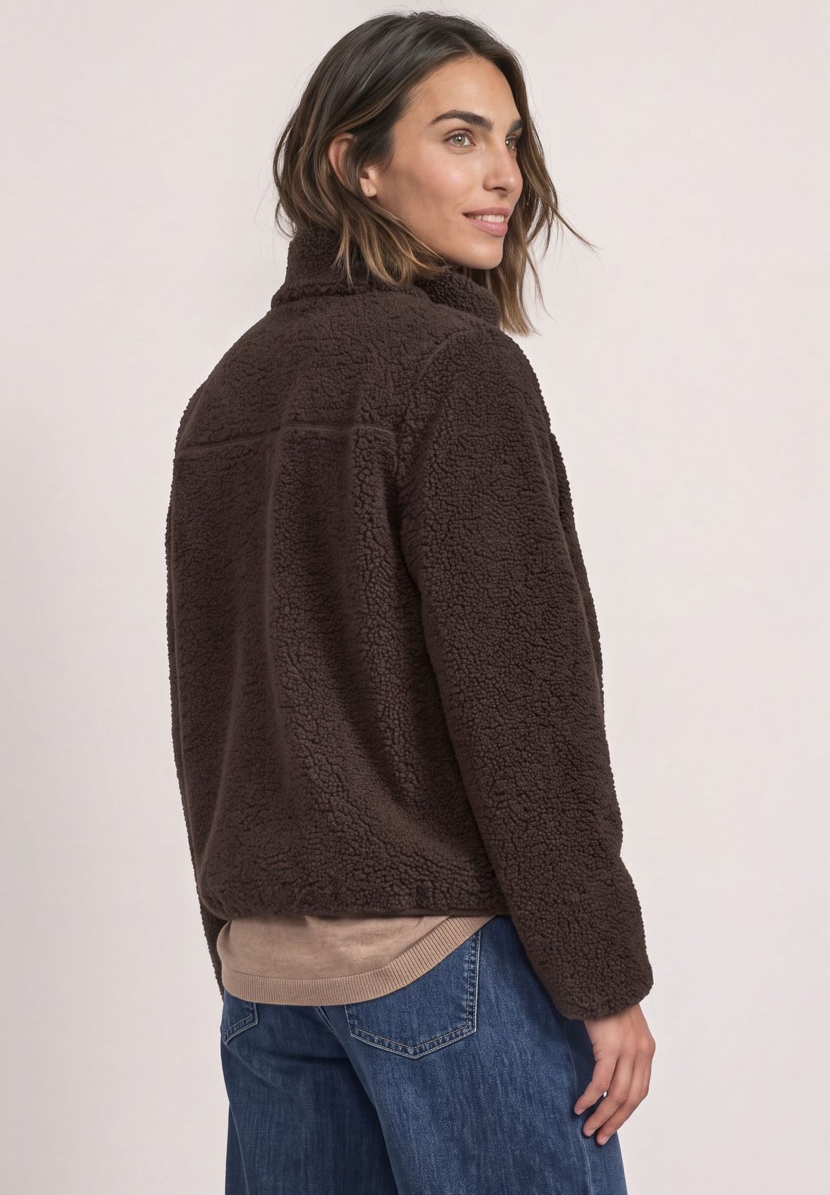 Teddy-Jacke mit Stehkragen und Zipper