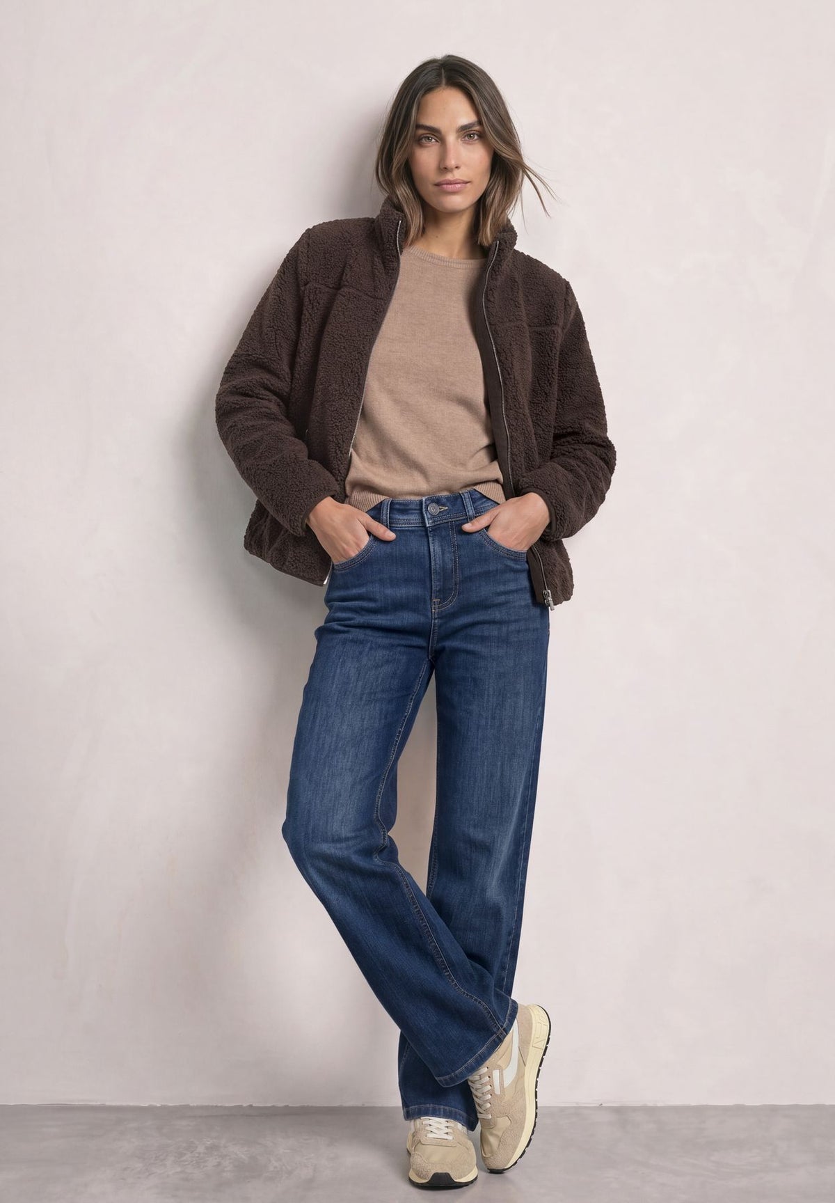 Teddy-Jacke mit Stehkragen und Zipper
