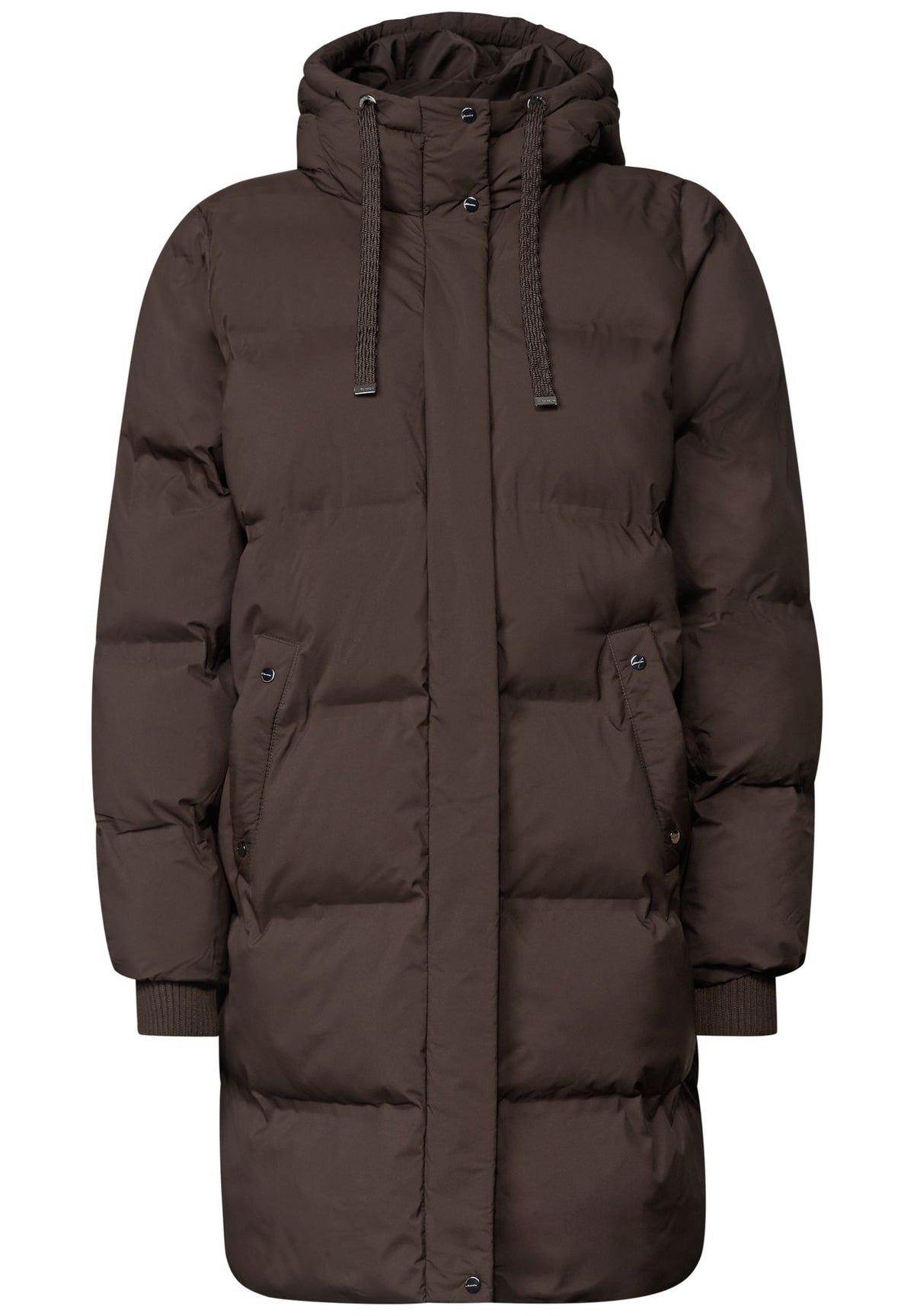 Lange Jacke mit Kapuze und Steppmuster