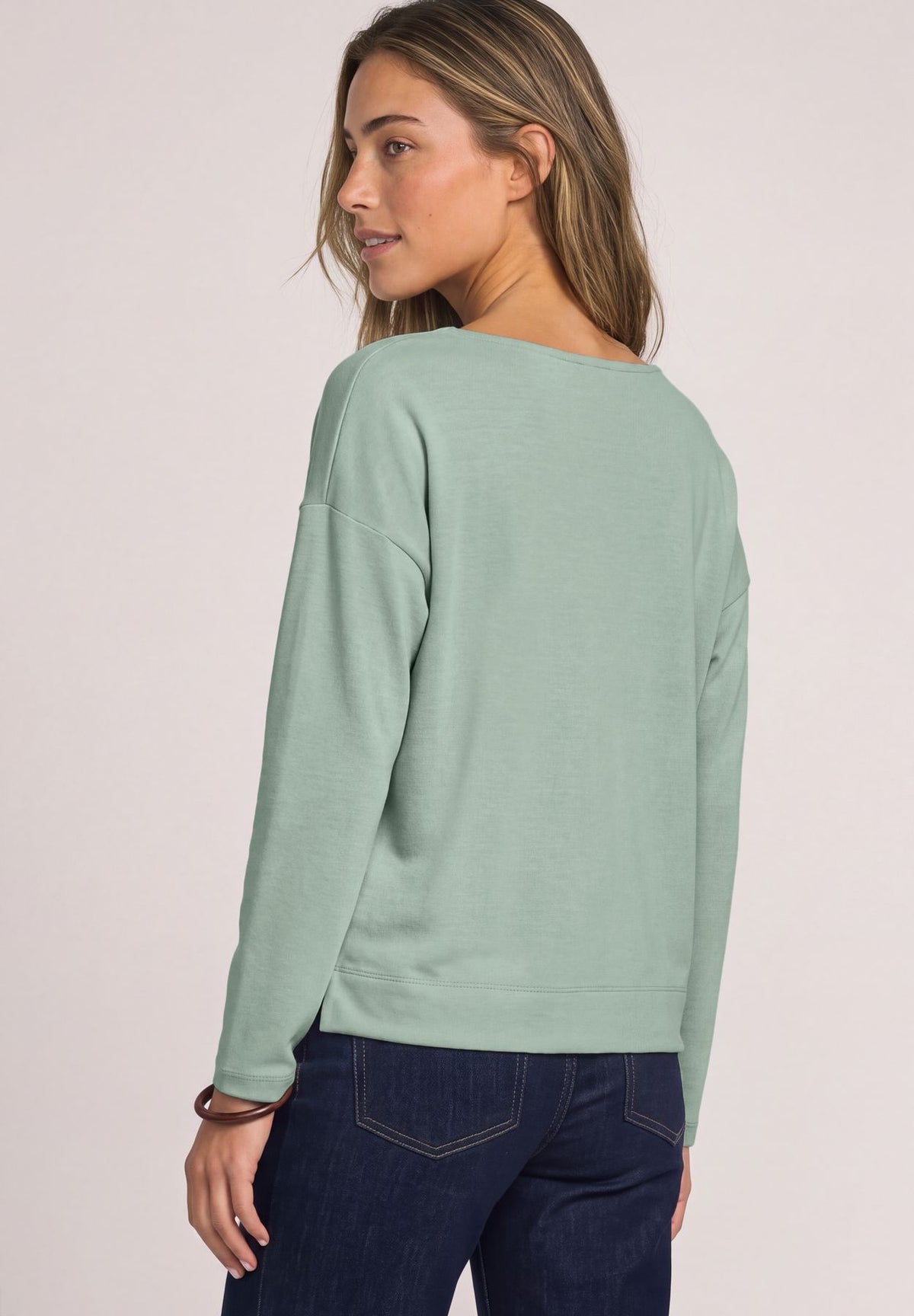 Langarm Shirt mit V-Neck und Spitzendetail