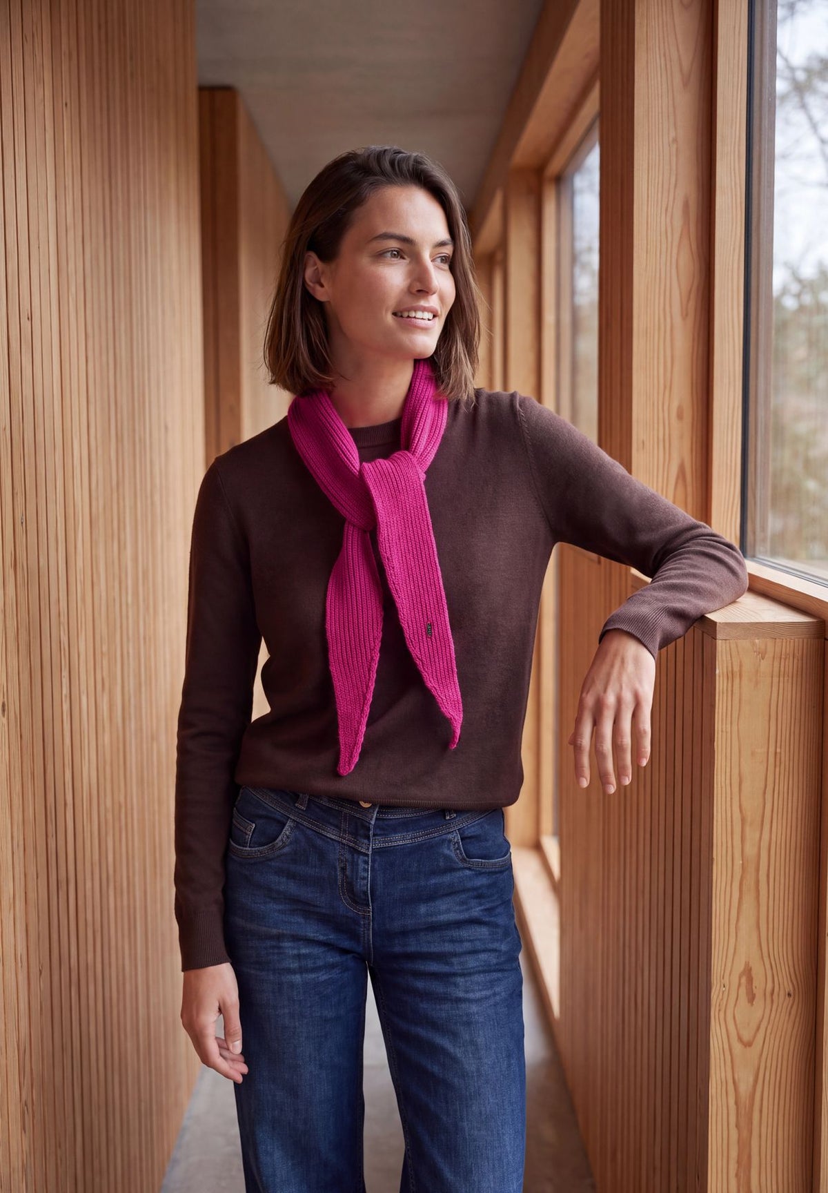 Strickschal in Unifarbe