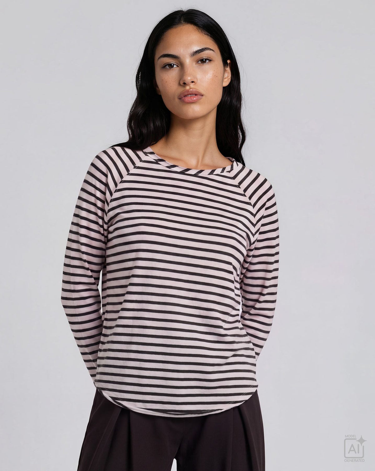 Regular Basic Sweatshirt Raglan Striped