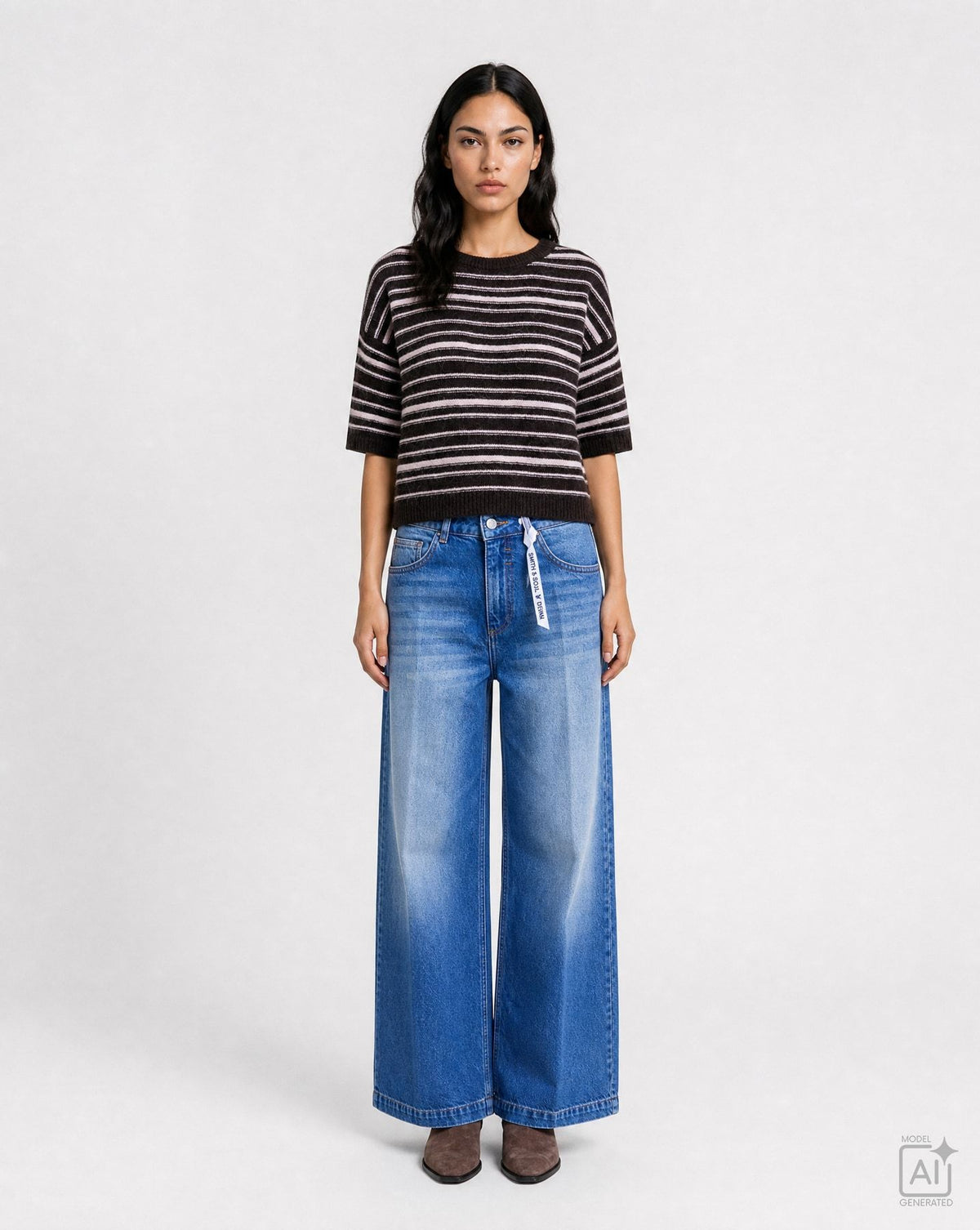 Structure Stripe Half Slv Pullover
