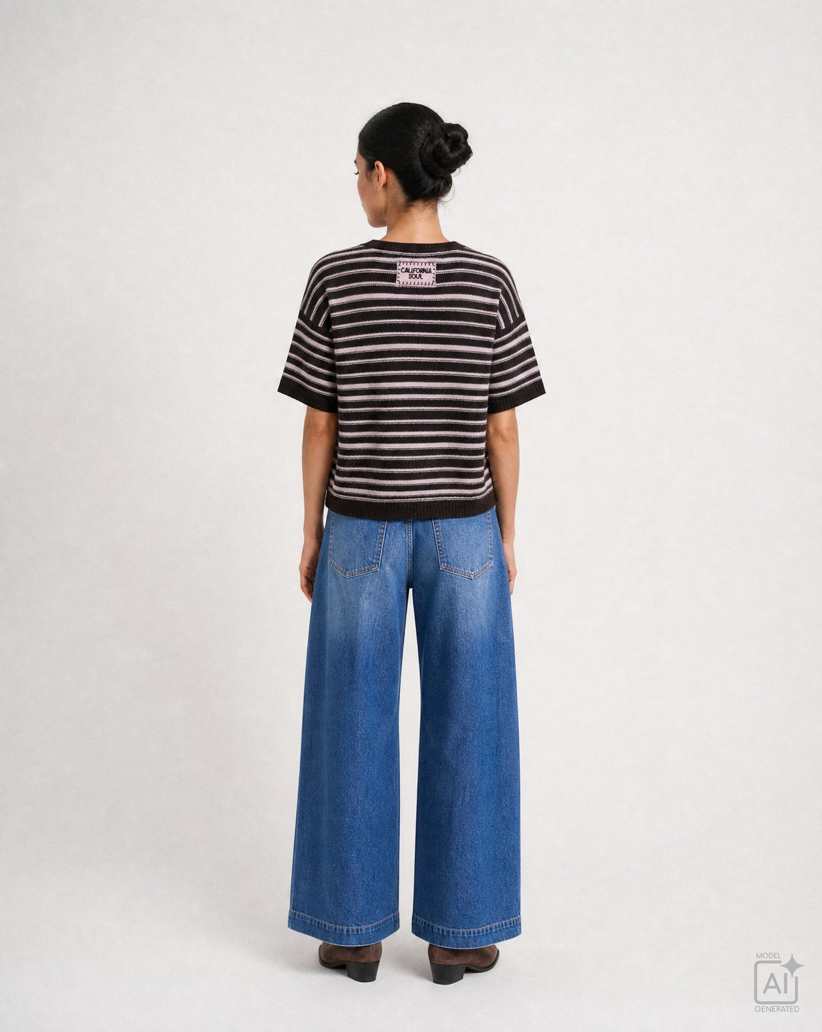 Structure Stripe Half Slv Pullover