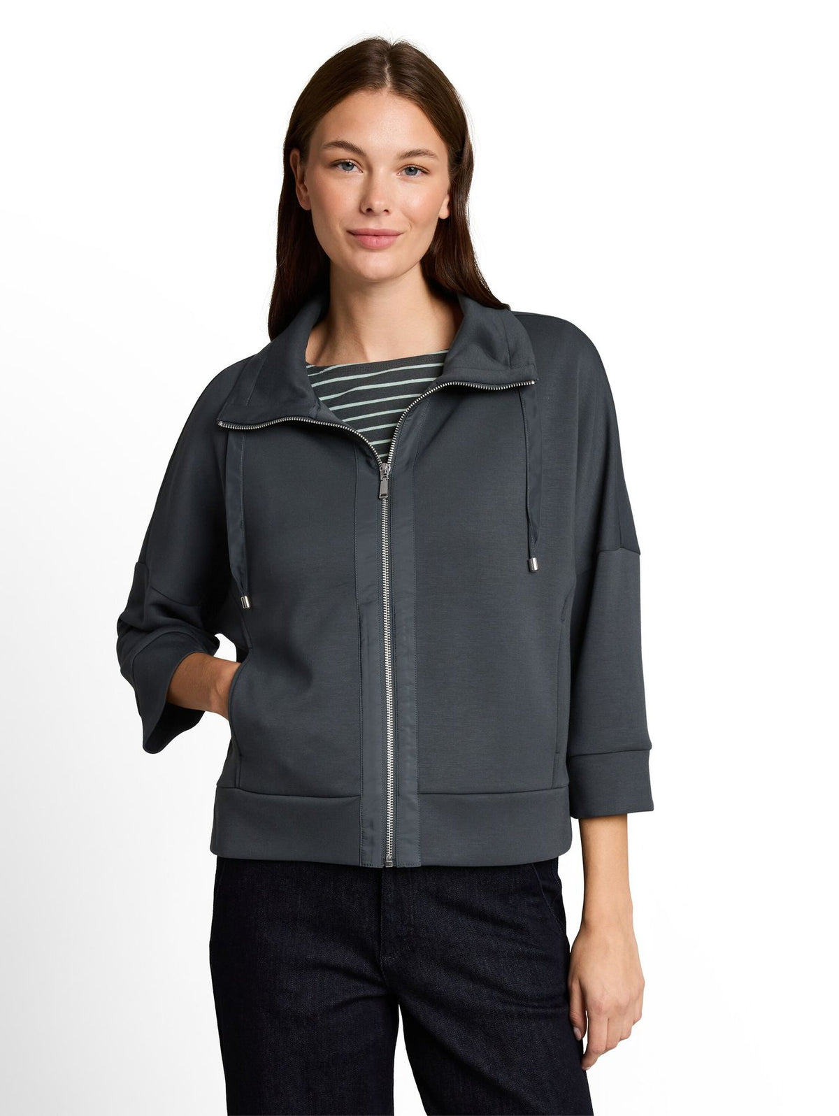 Boxy Fit Scuba Sweatjacke