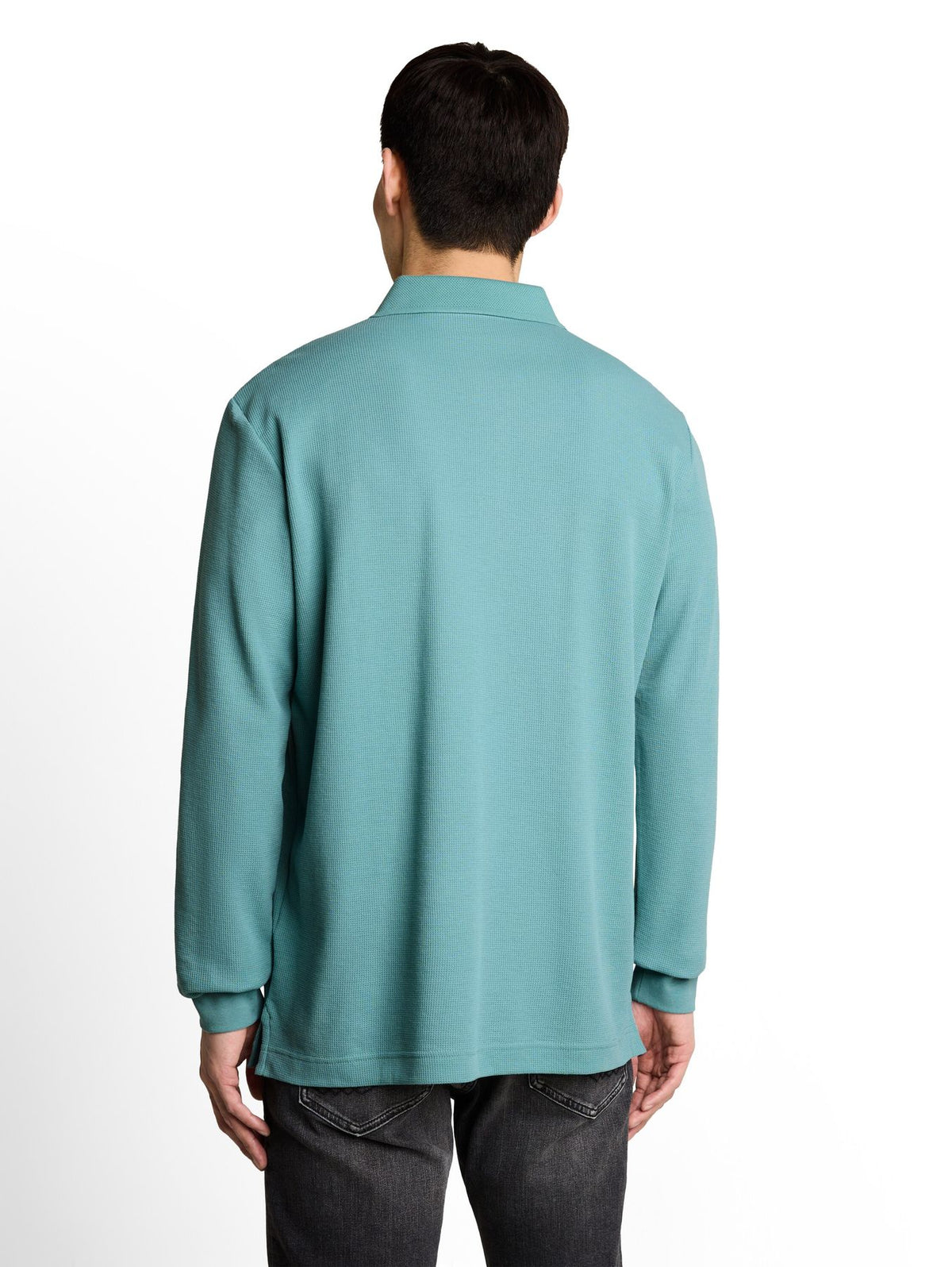 Langarm Poloshirt mit Waffelstruktur