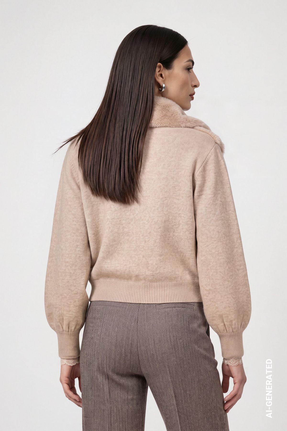 Strickjacke mit Kunstfell