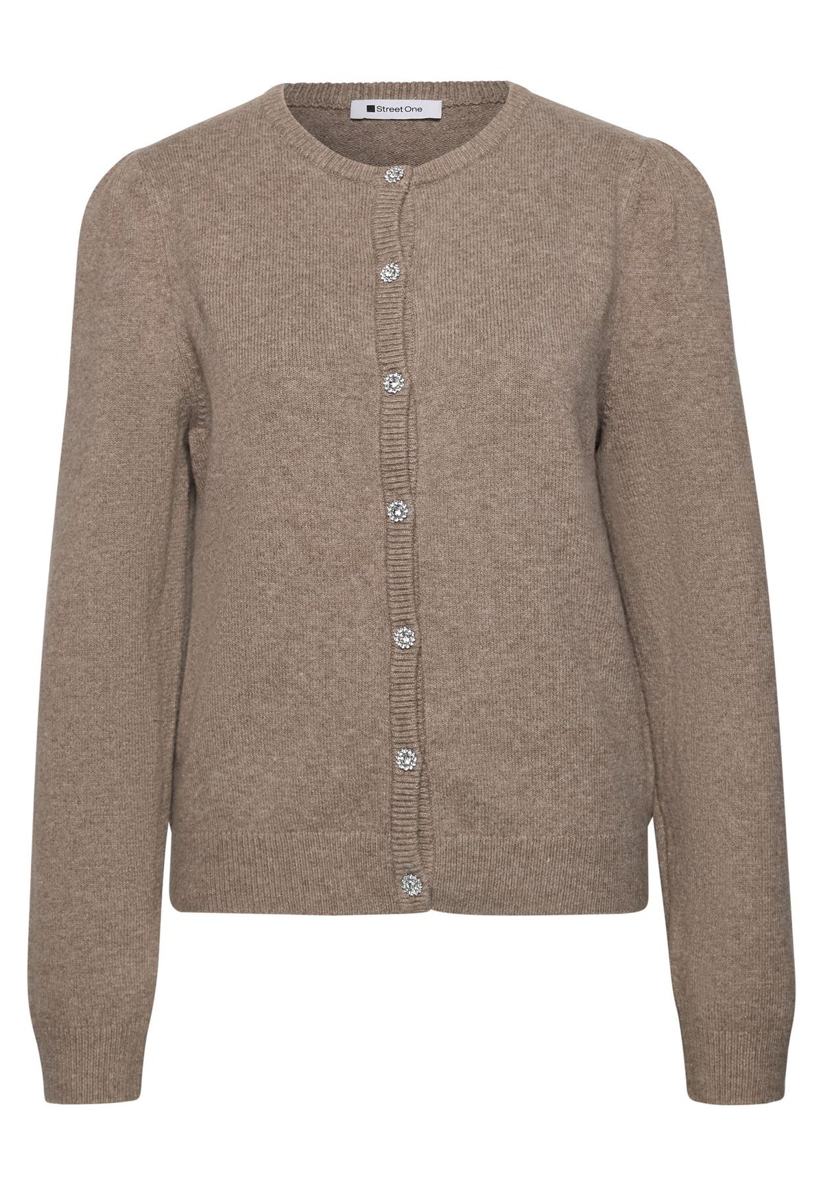 Langarm Cardigan mit Rundhals und Knöpfen