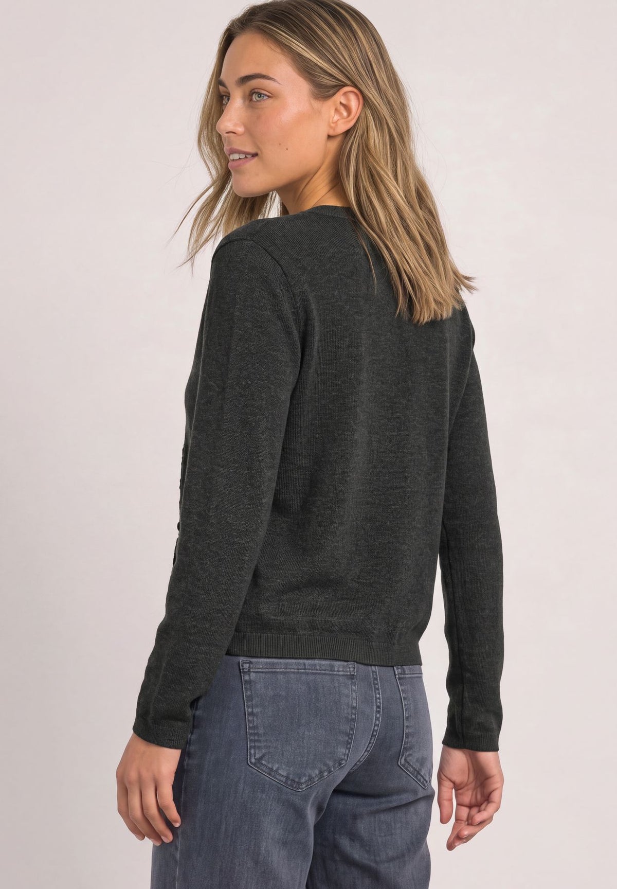 Cardigan mit Rundhals und Rüschendetails