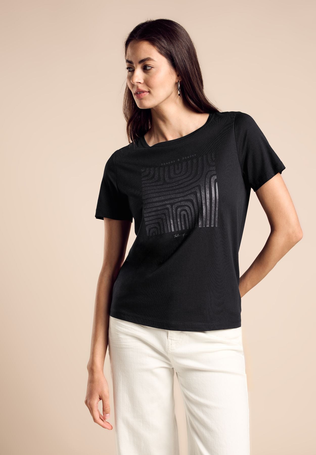 T-Shirt mit Glitter-Motiv