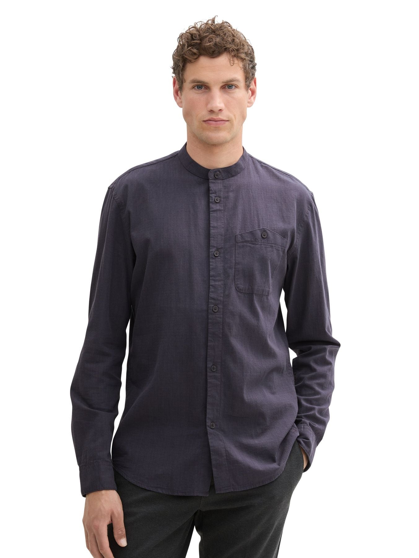 Basic Fit Hemd mit Stehkragen
