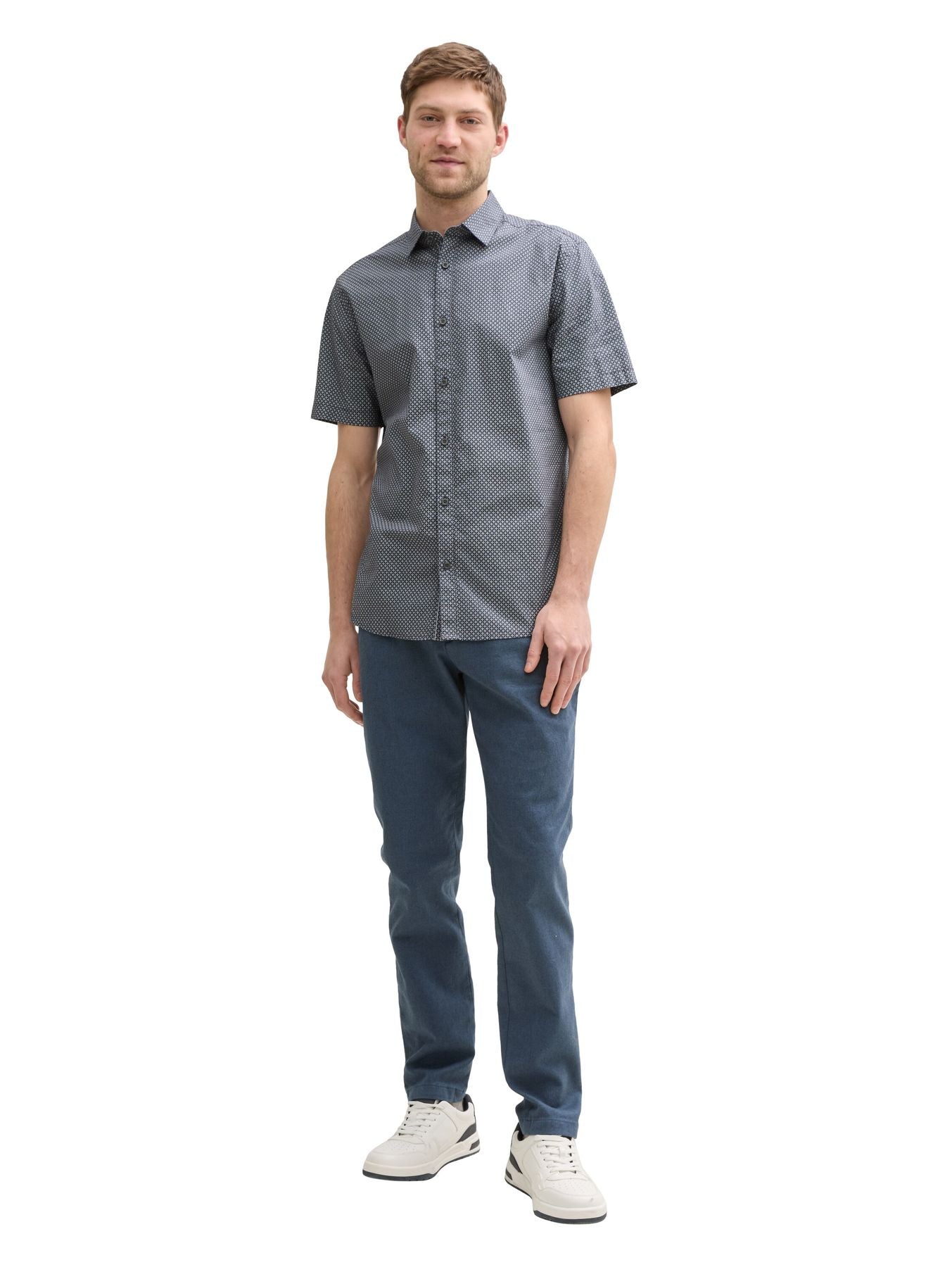 Fitted Kurzarmhemd mit Print