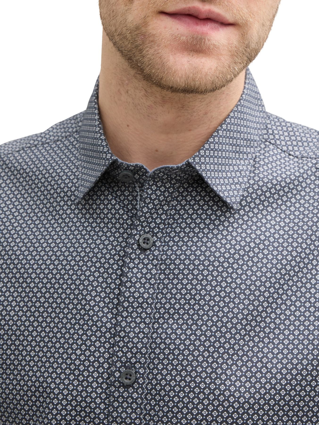 Fitted Kurzarmhemd mit Print