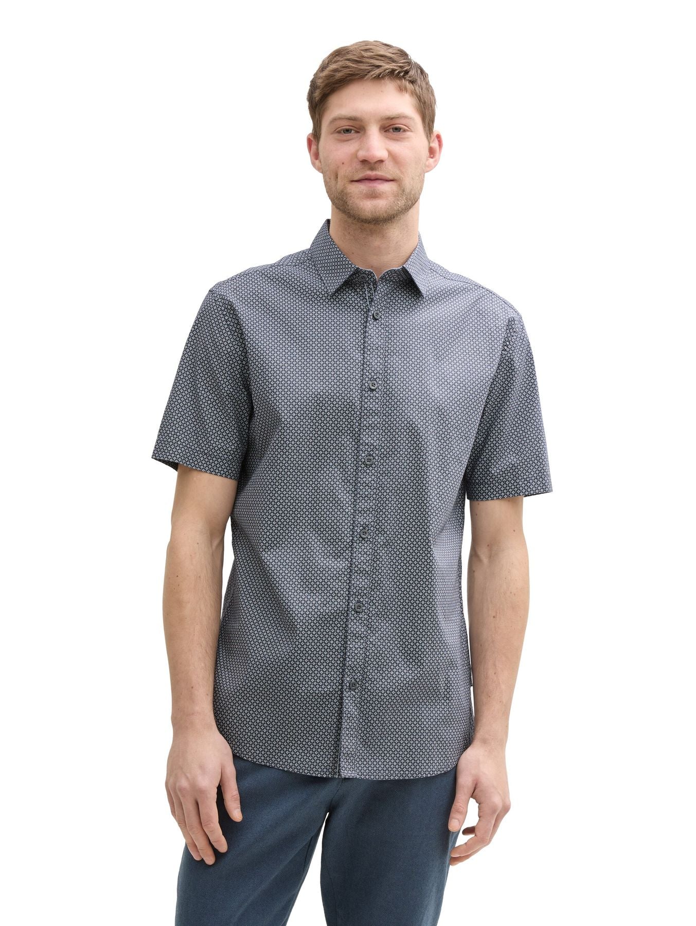 Fitted Kurzarmhemd mit Print