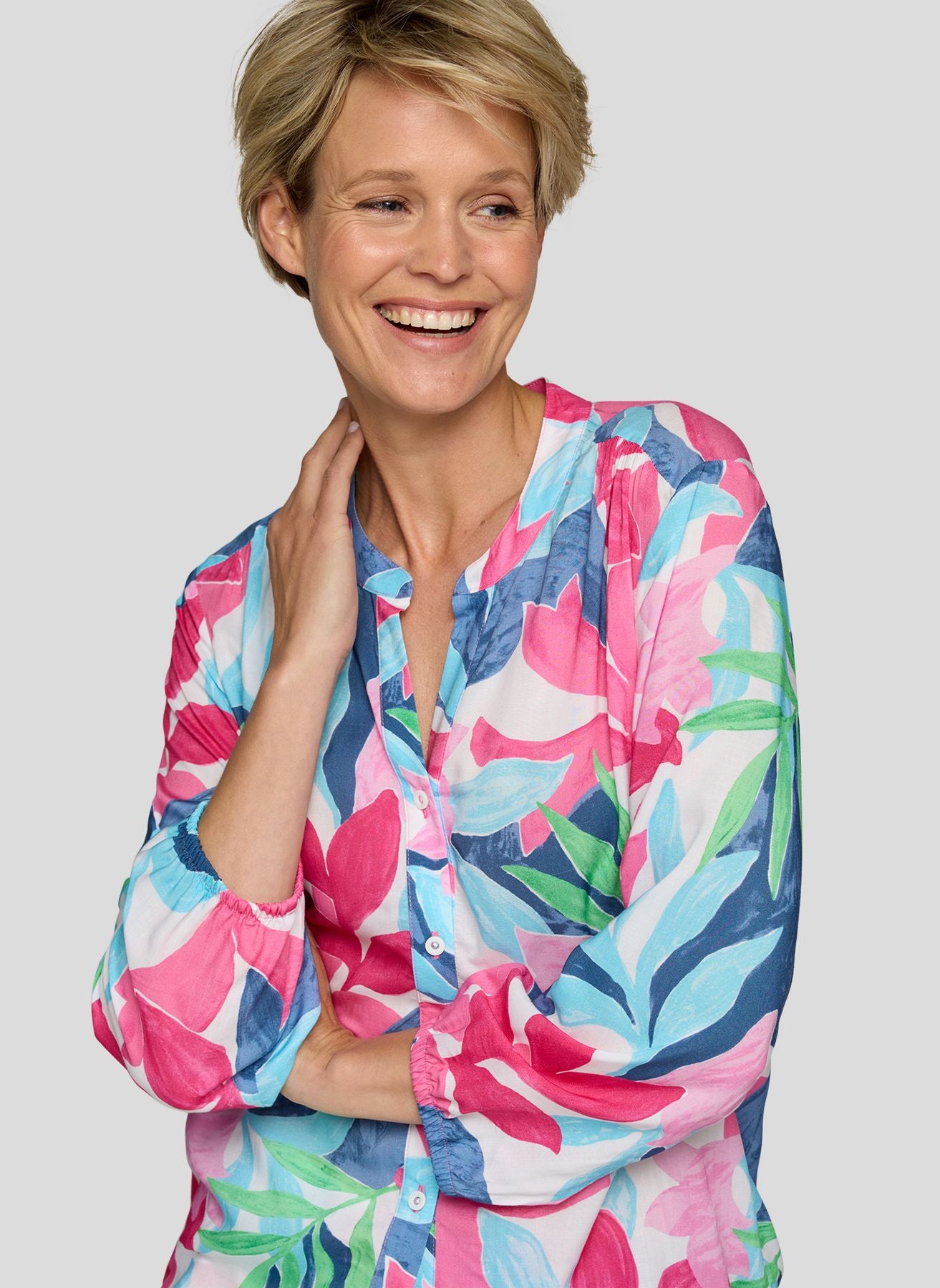 Bluse mit Blätter-Print