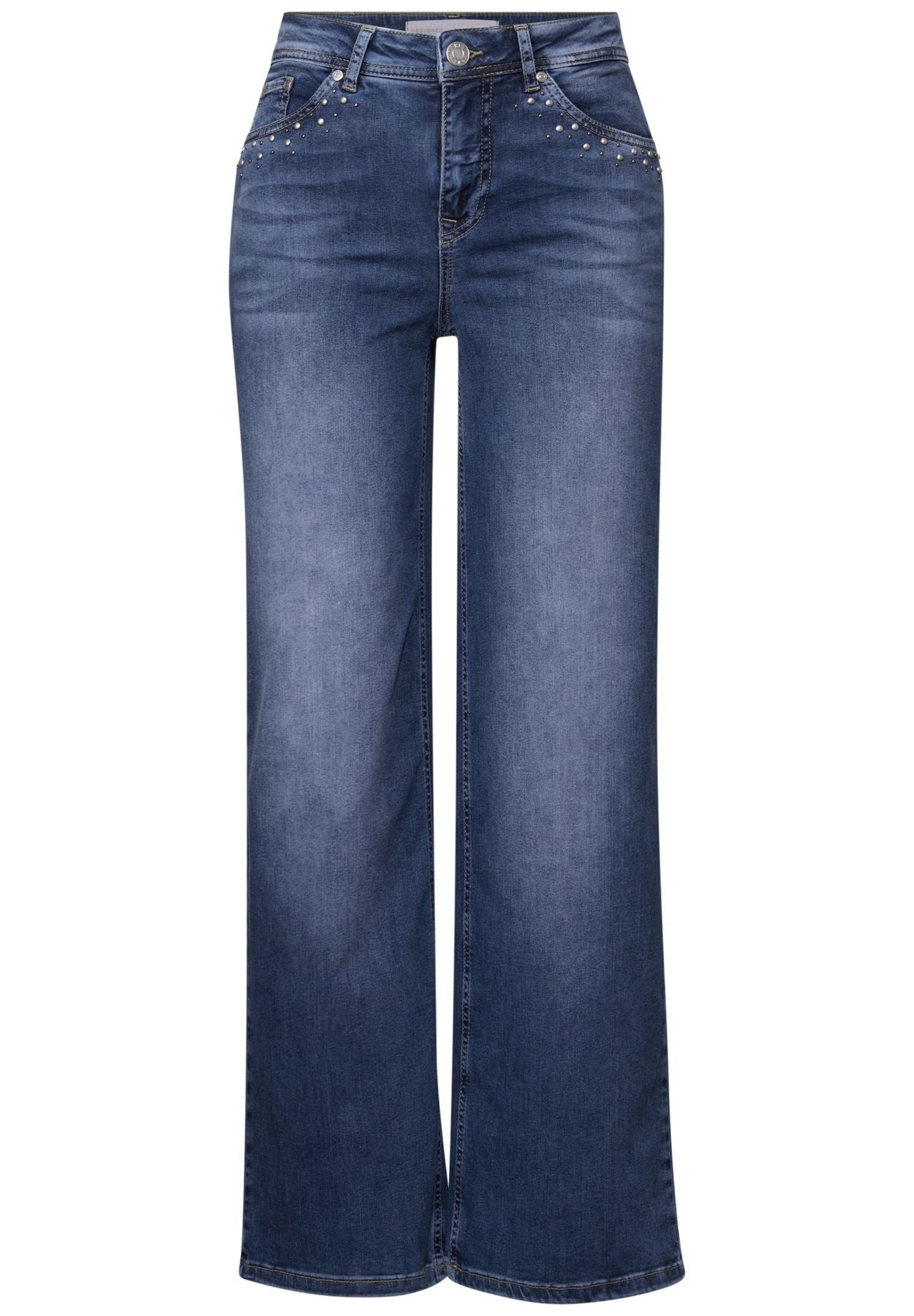 Wide Leg Jeans mit Nieten