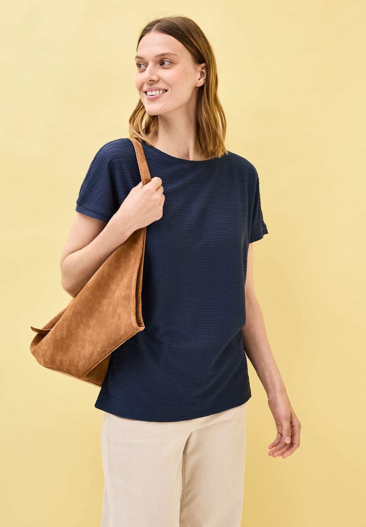 Struktushirt in Unifarbe