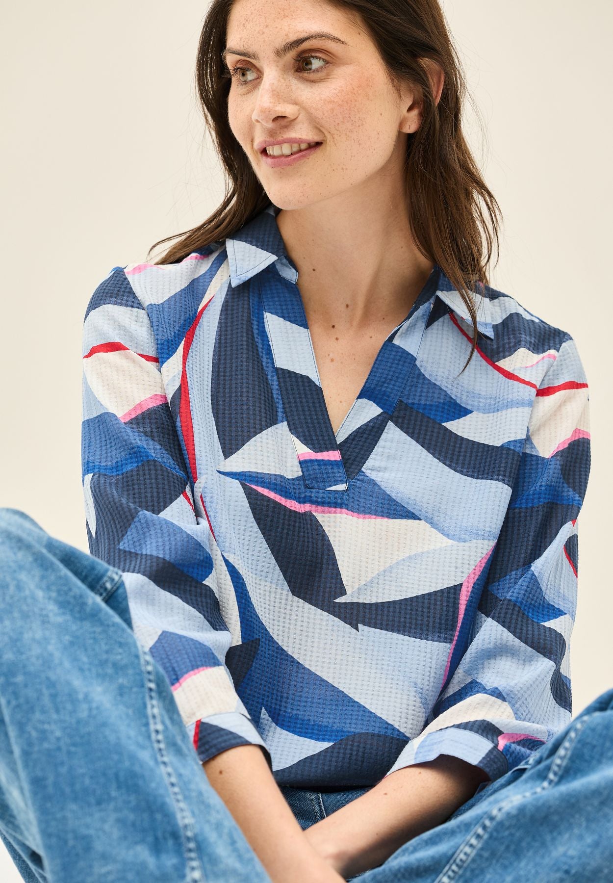 Lange Hemdbluse mit Print