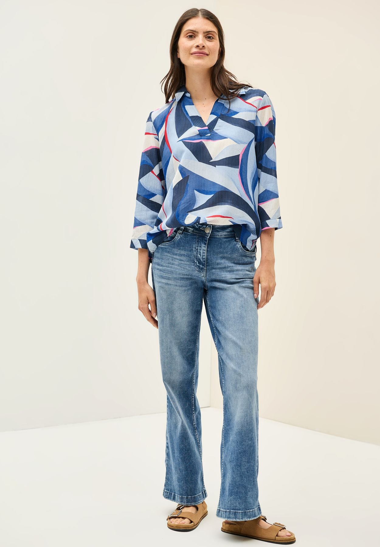 Lange Hemdbluse mit Print