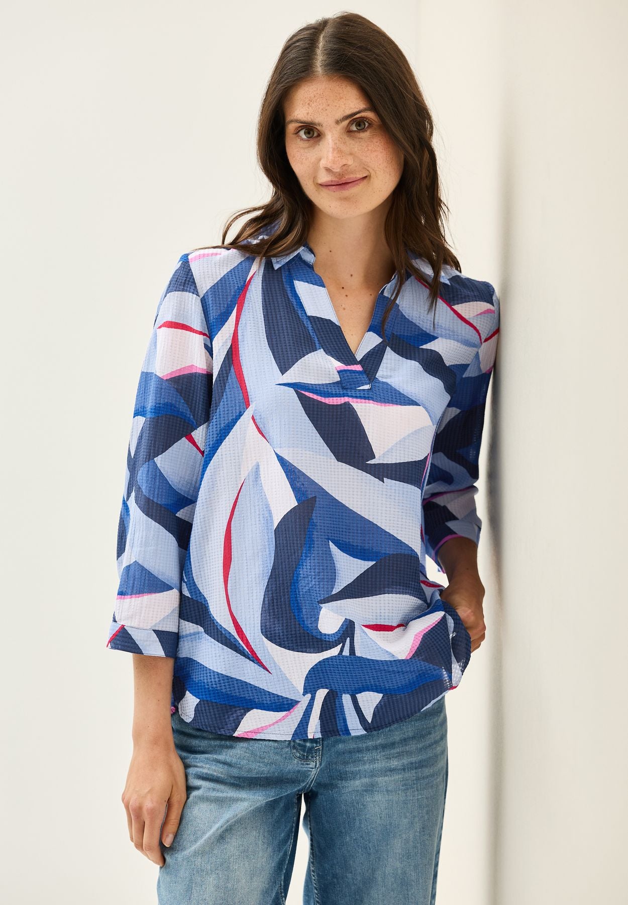 Lange Hemdbluse mit Print