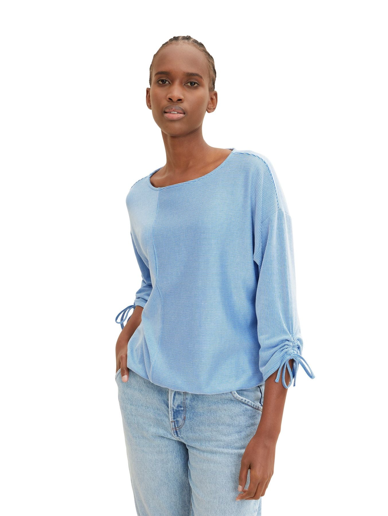 Loose Fit Langarmshirt mit Raffärmeln