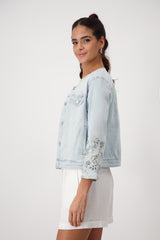 Jeansjacke mit Stickerei