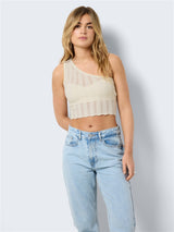 NMSADIE S/L ONE SHOULDER CROP KNIT TOP