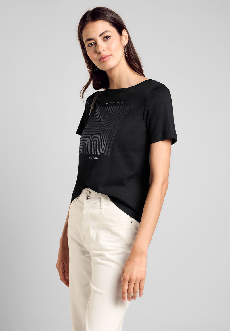 T-Shirt mit Glitter-Motiv