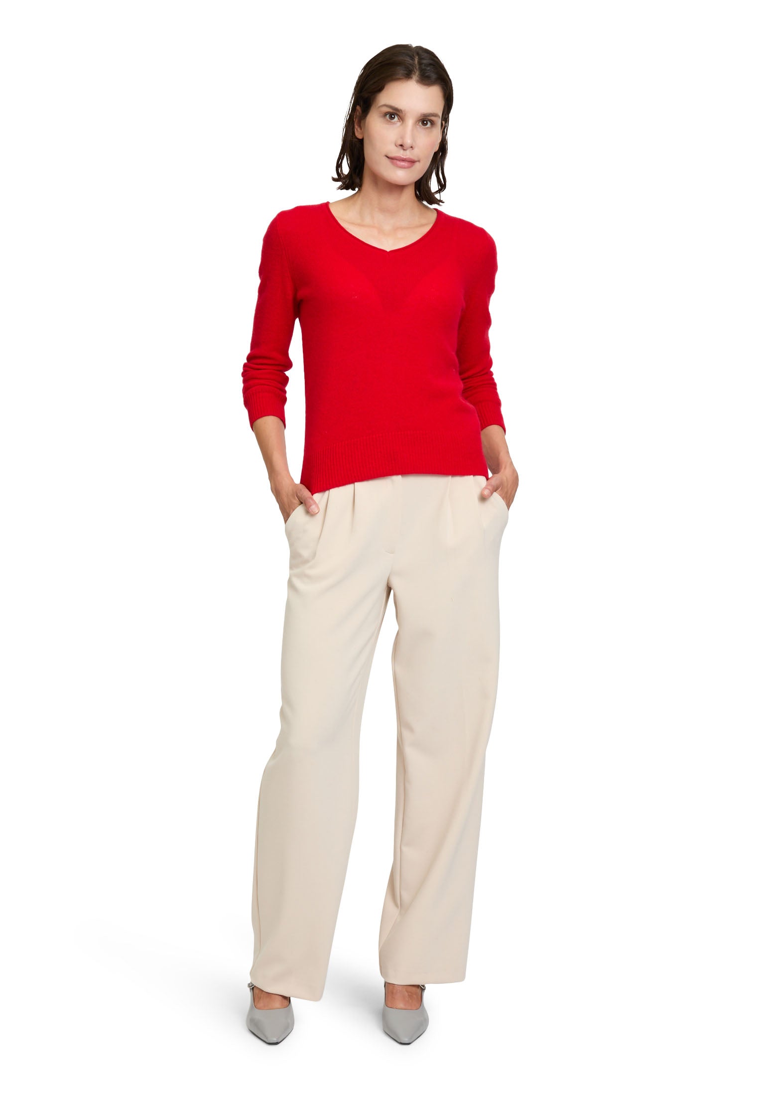 Feinstrickpullover 100 % Kaschmir mit V-Ausschnitt