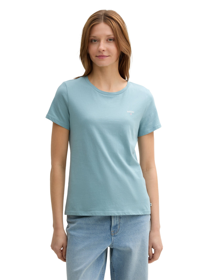 Basic T-Shirt aus Baumwolle mit Print