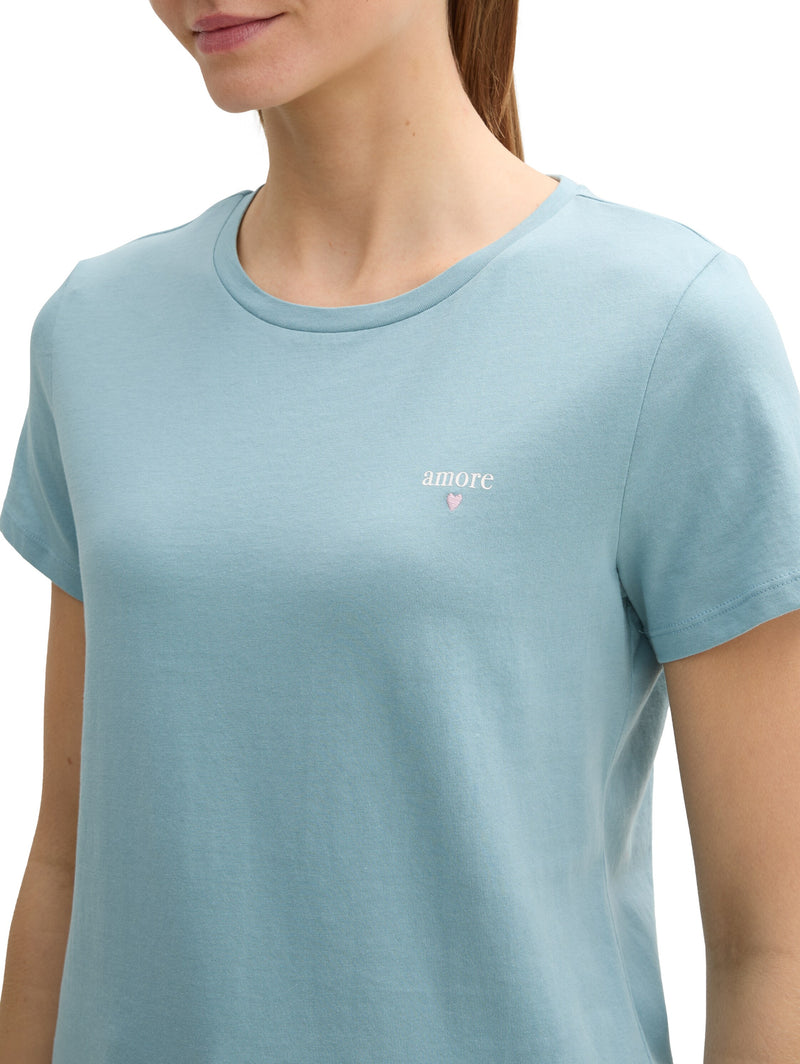 Basic T-Shirt aus Baumwolle mit Print