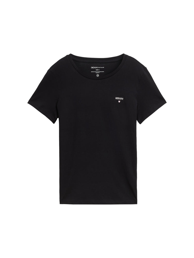 Basic T-Shirt aus Baumwolle mit Print