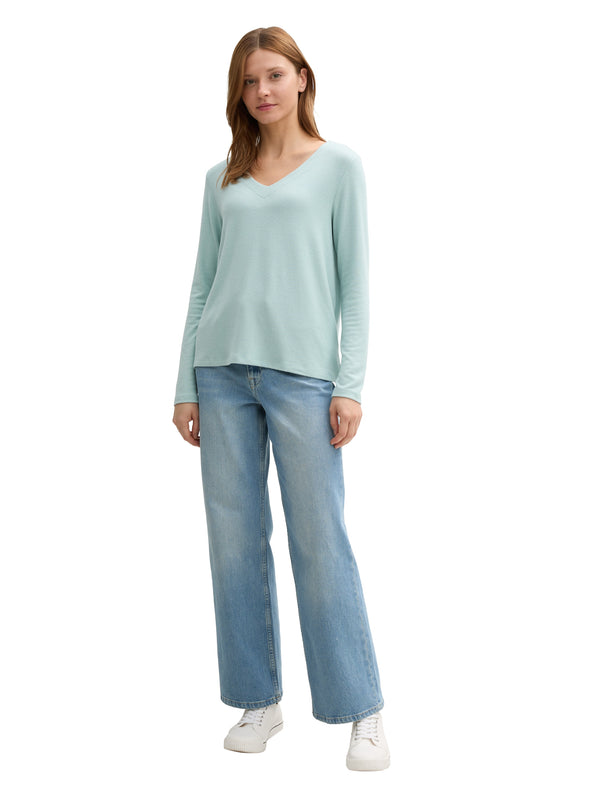 Langarmshirt mit V-Ausschnitt