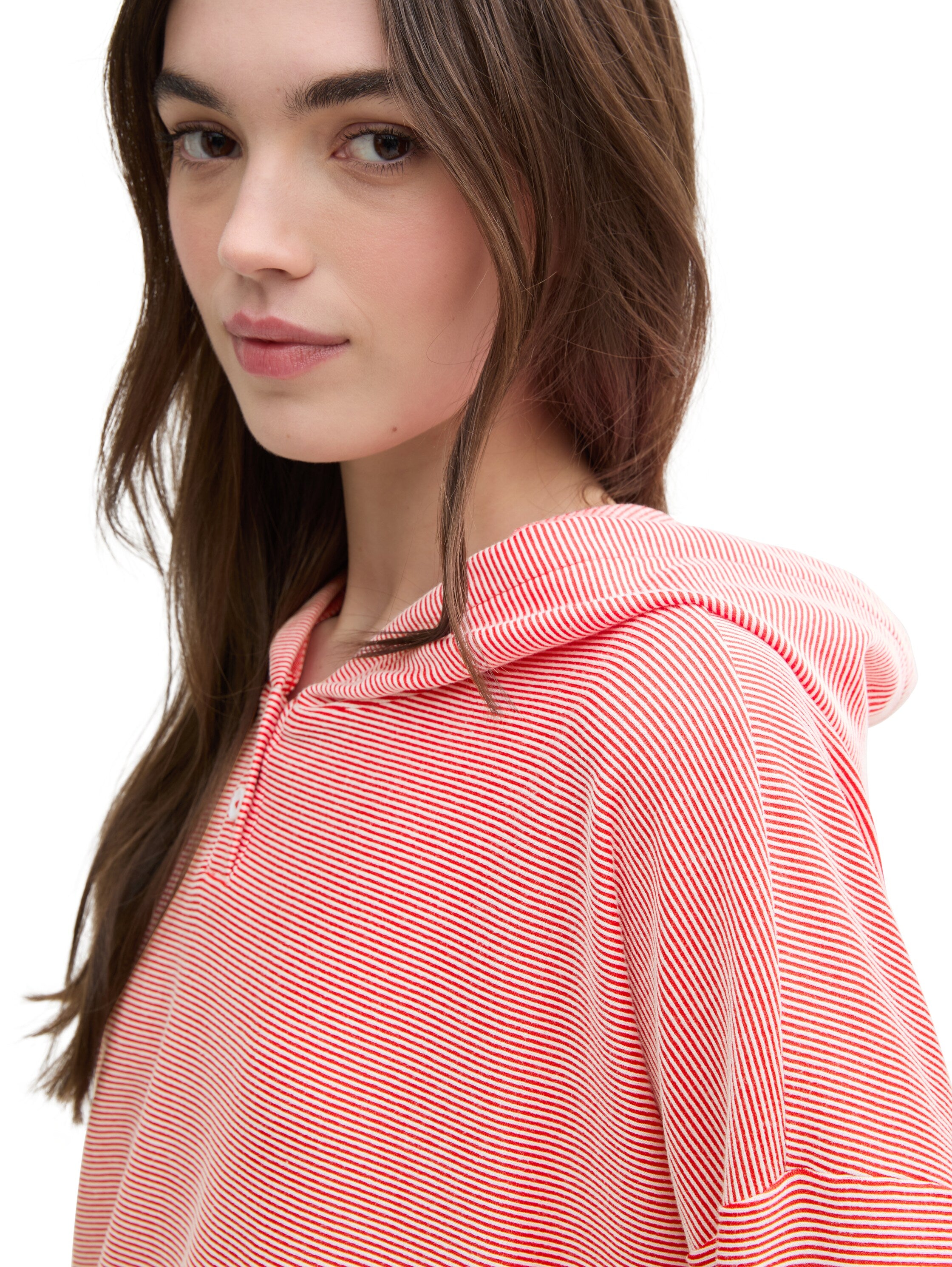 Gestreiftes Langarmshirt mit Kapuze