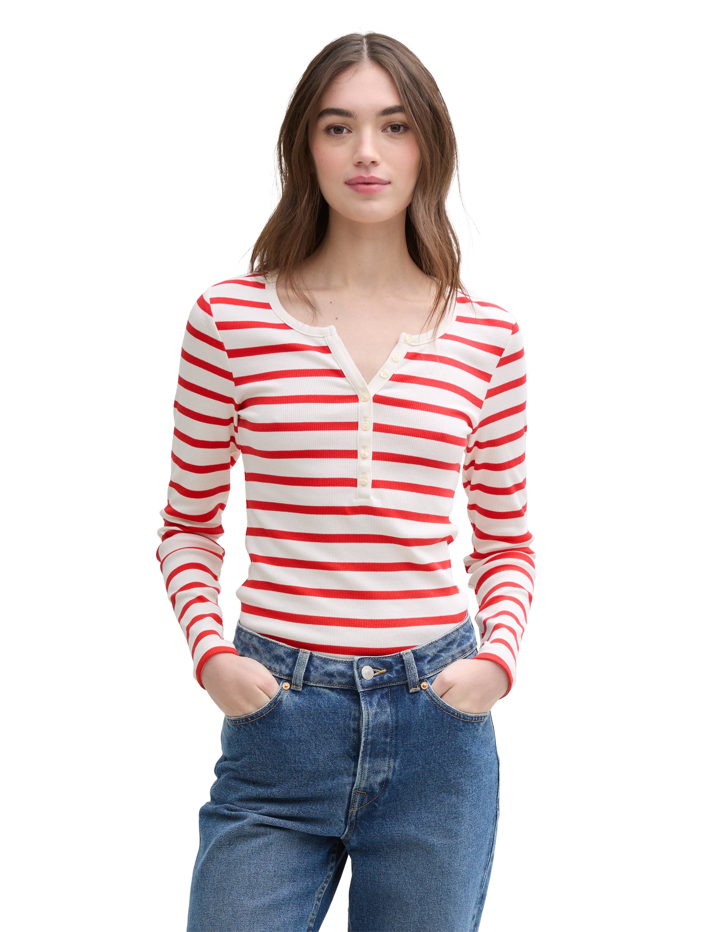 Ripp Henley Langarmshirt