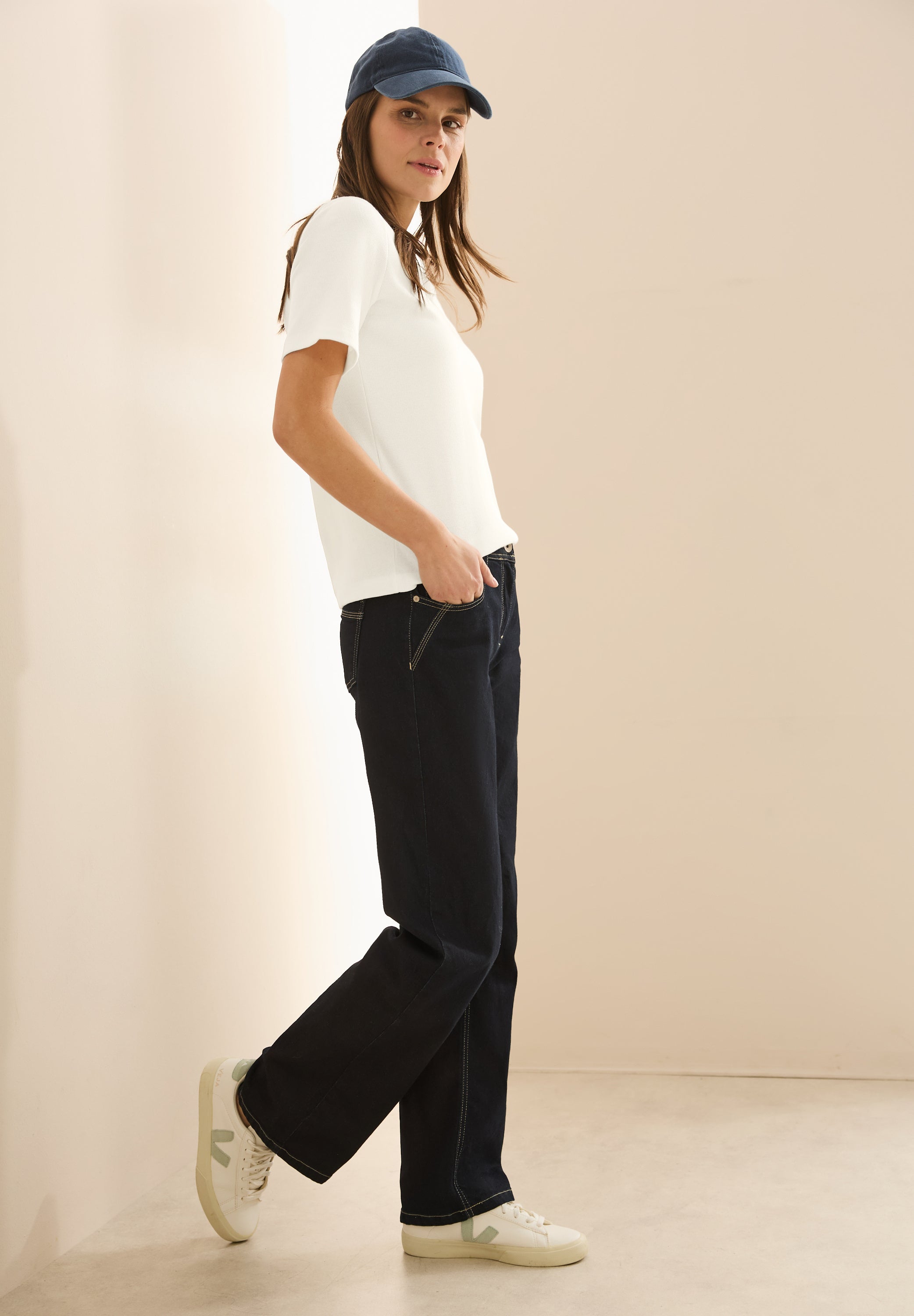 Basic Rippstruktur T-Shirt