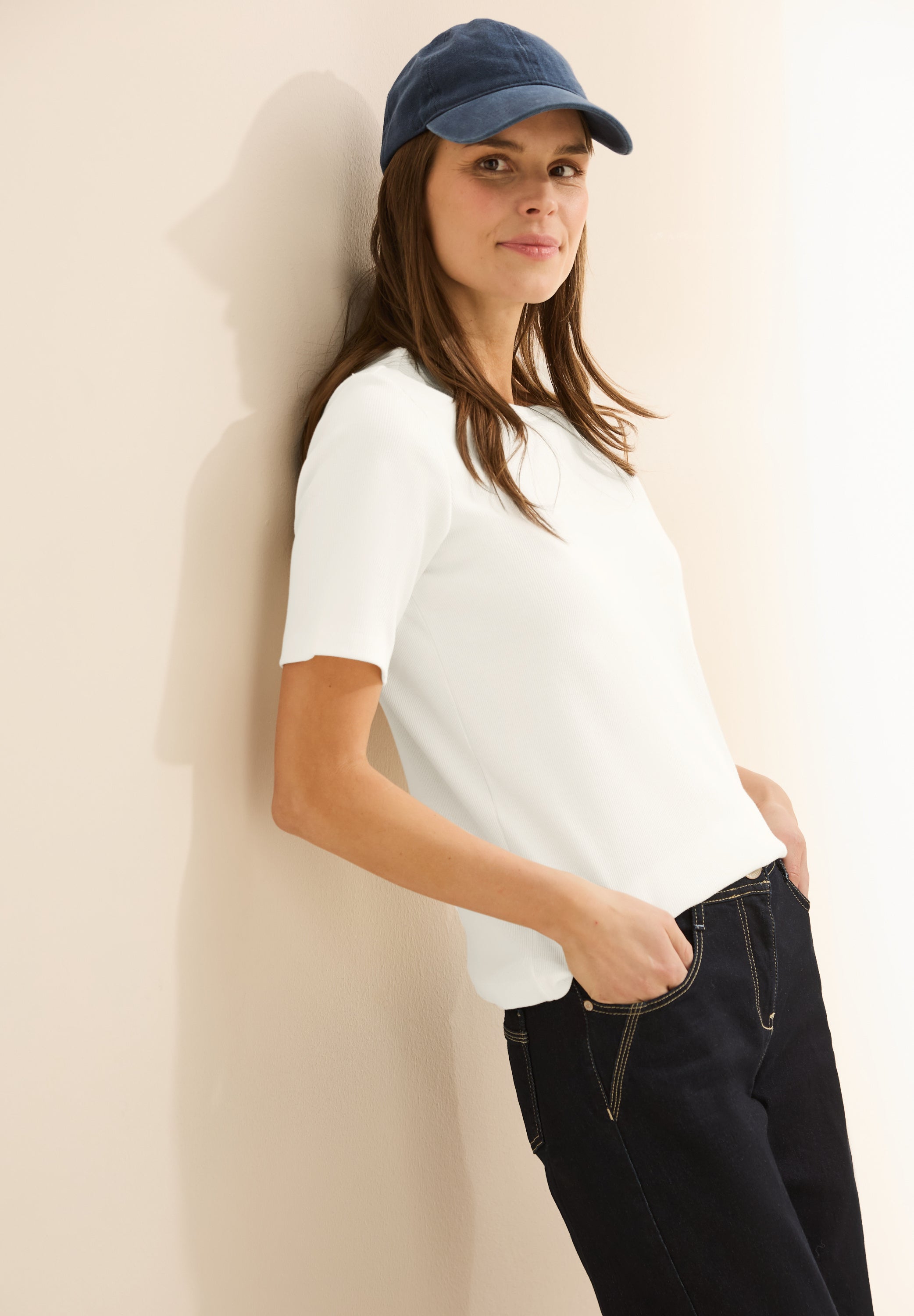 Basic Rippstruktur T-Shirt