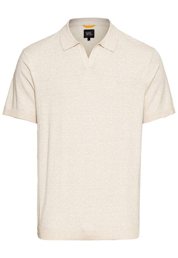 Strick-Poloshirt aus Baumwoll-Leinen-Mix