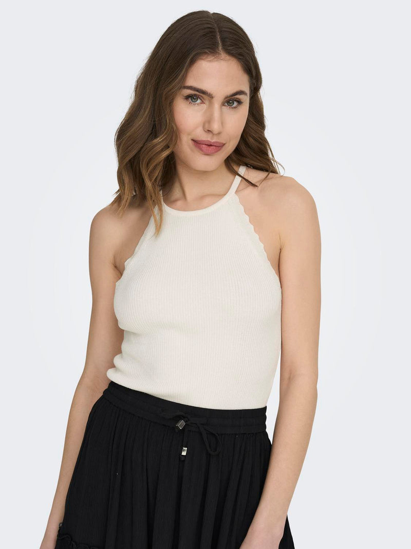 ONLGEMMA SL SCALLOP HLTNECK TOP KNT
