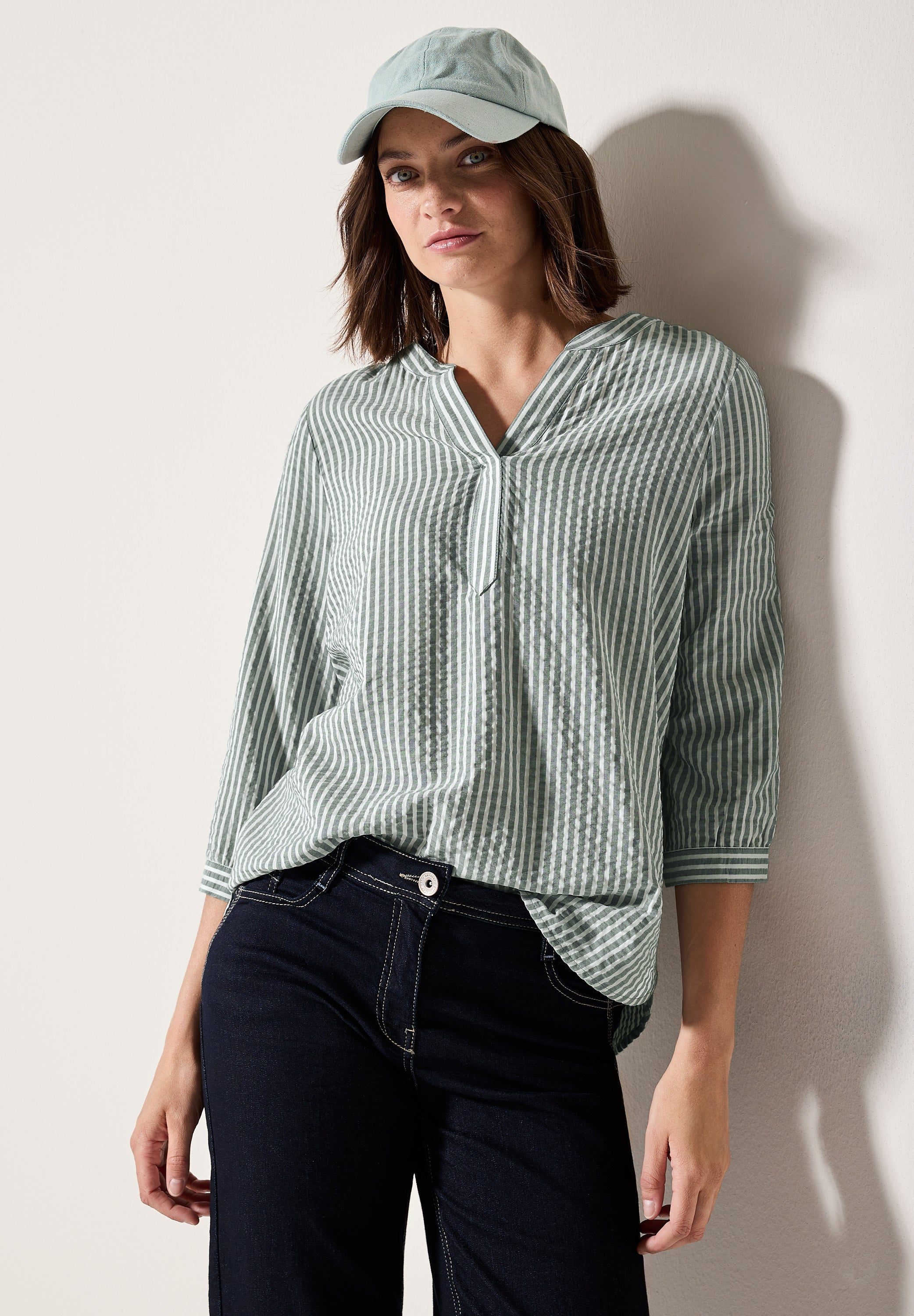 Gestreifte Seersucker Bluse