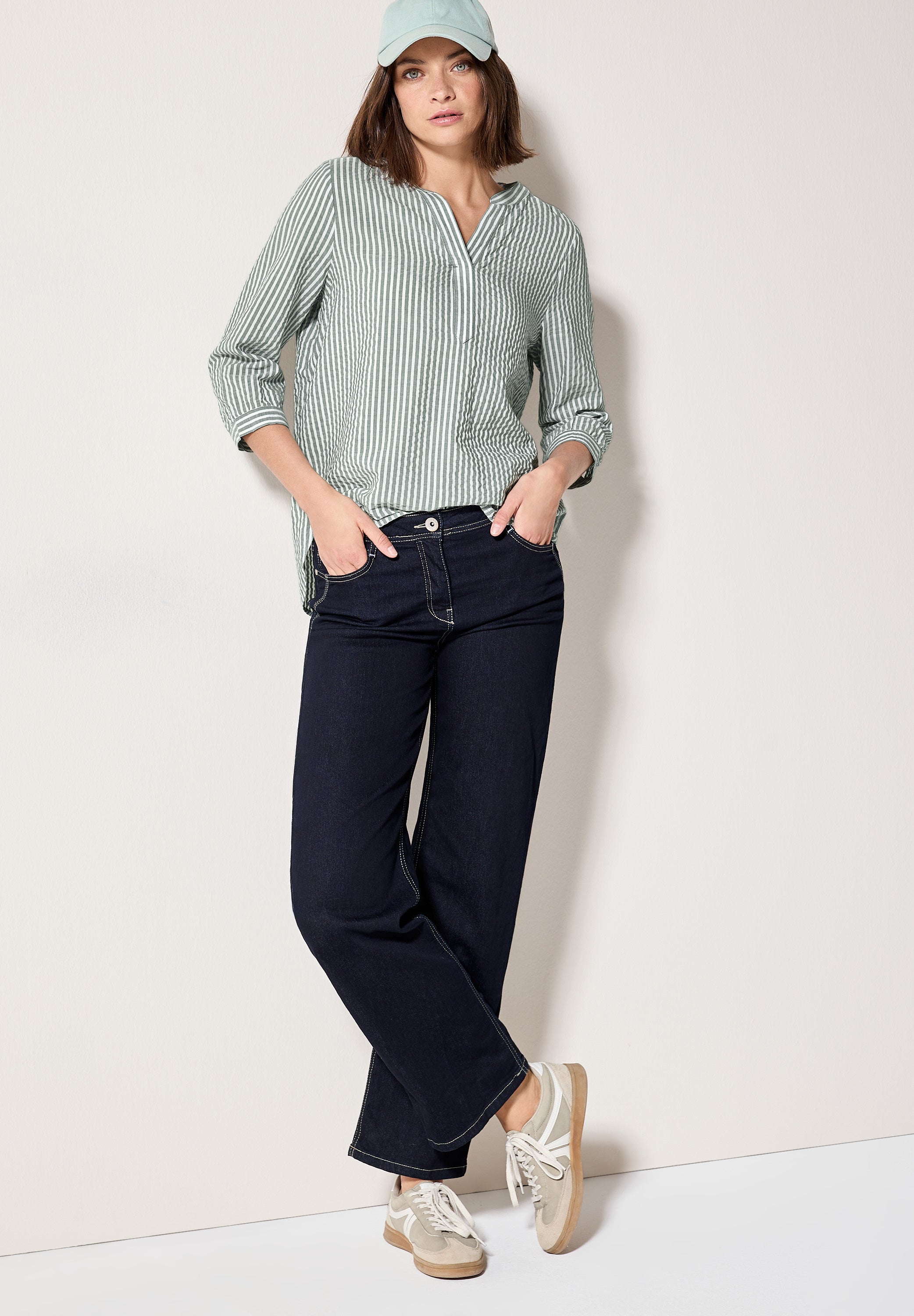 Gestreifte Seersucker Bluse