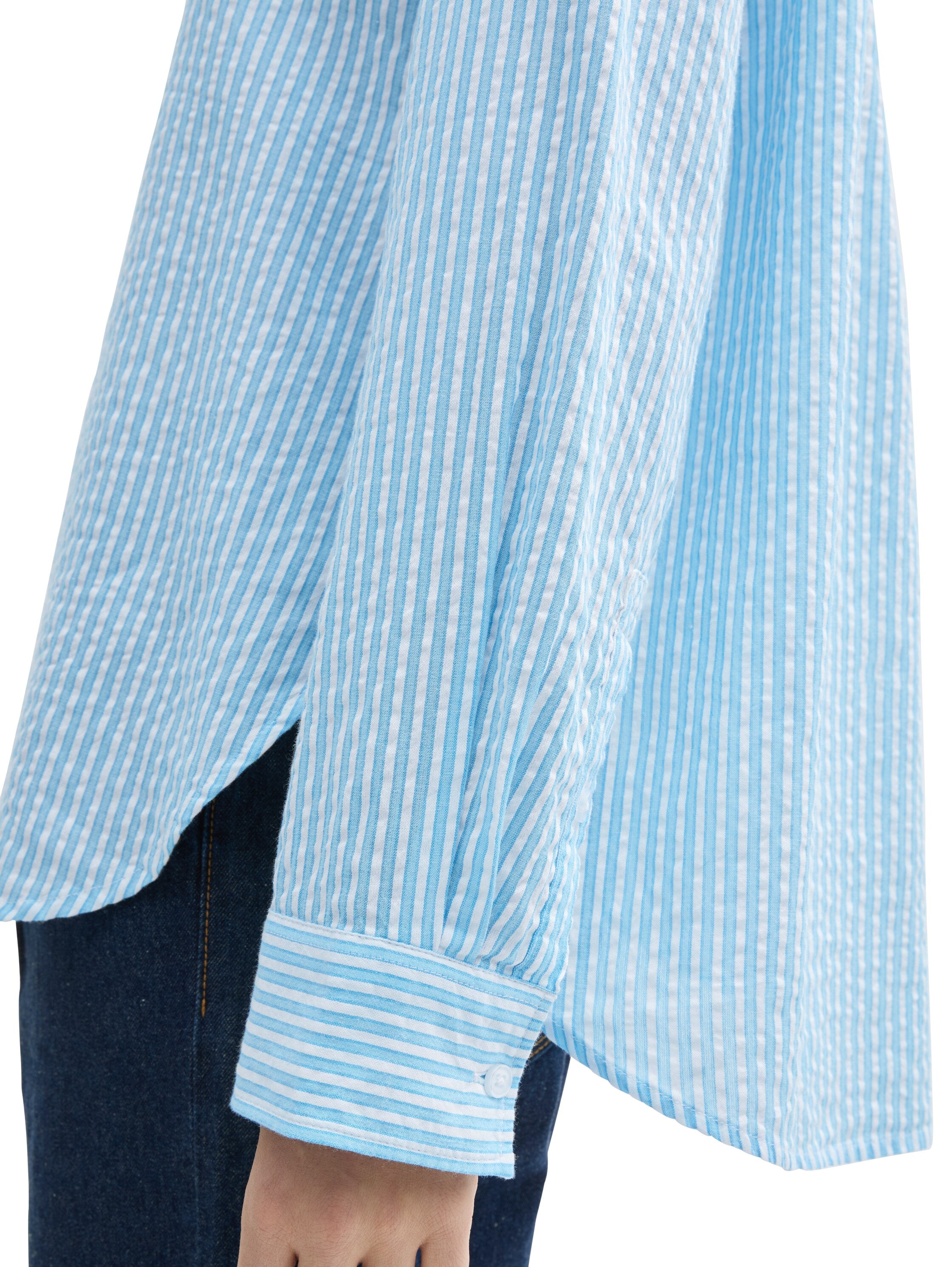 Loose Fit Seersucker Hemdbluse mit Streifenmuster