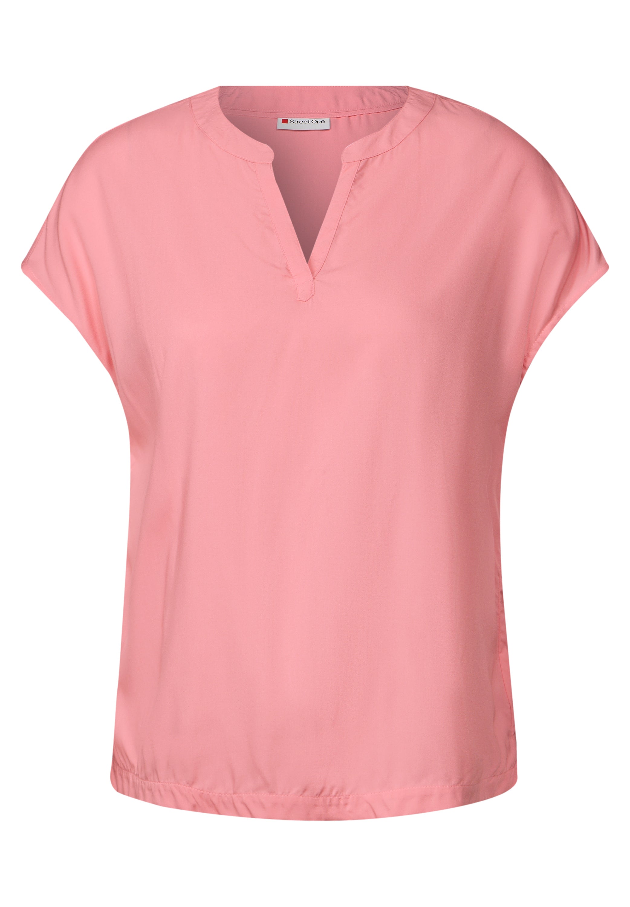 Split Neck Bluse in Unifarbe