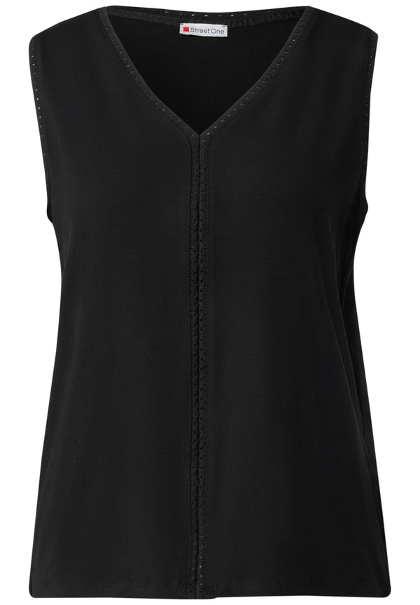 Jersey-Top mit Häkeldetails